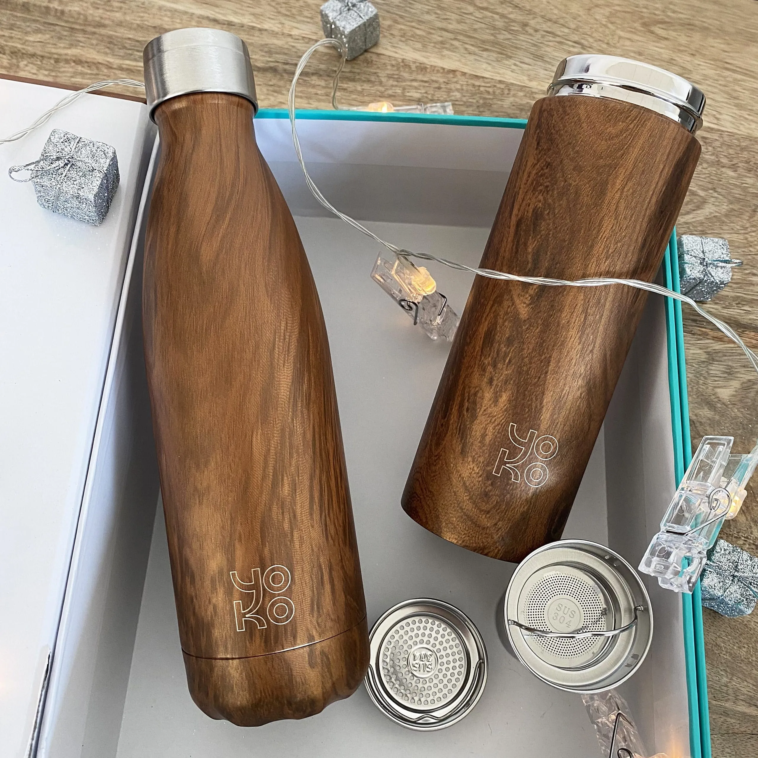 Coffret cadeau : Une gourde + une théière bois – Image 2