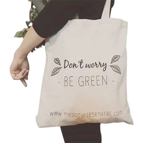 Tote bag en coton bio « don’t worry be green » – Image 2
