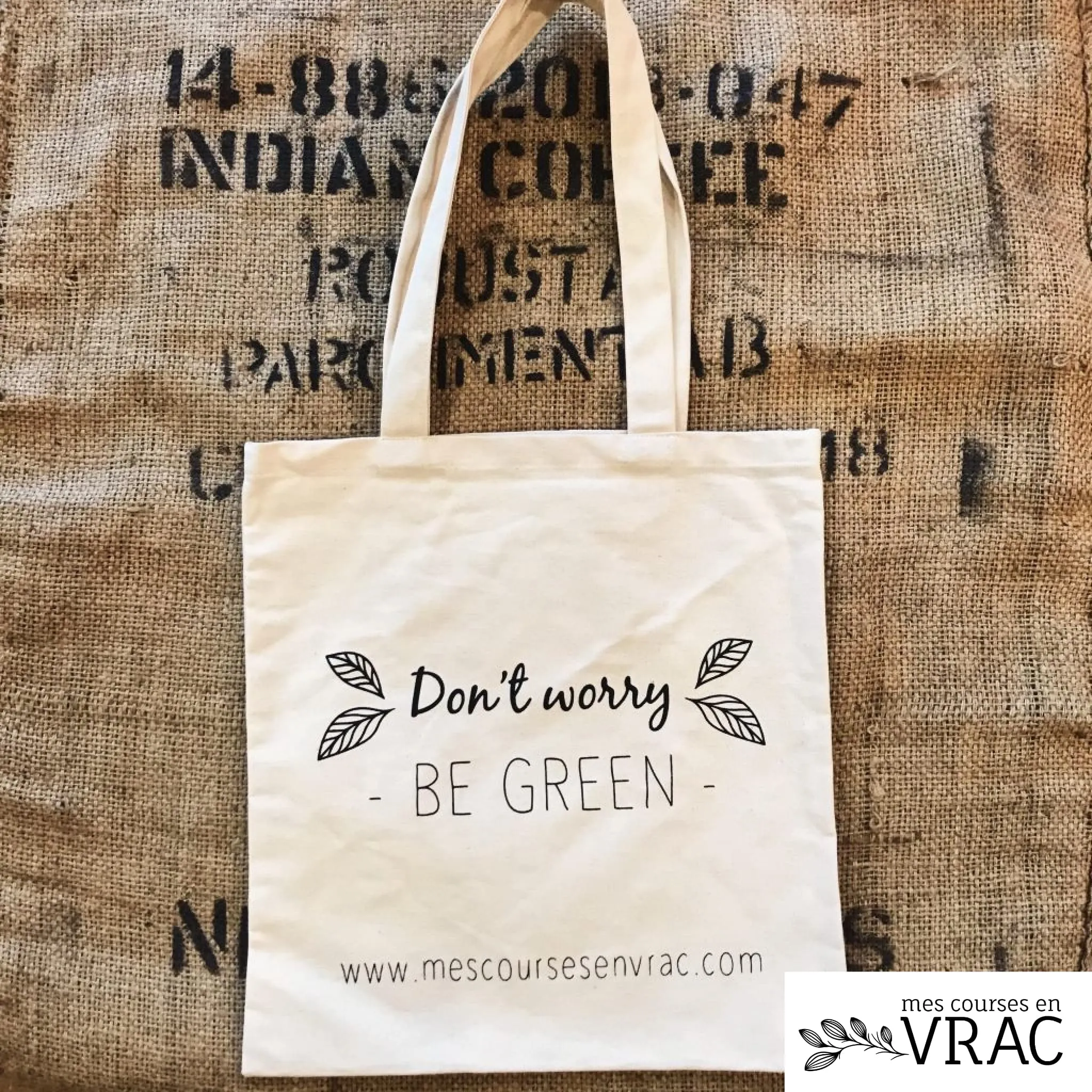 Tote bag en coton bio « don’t worry be green » – Image 4