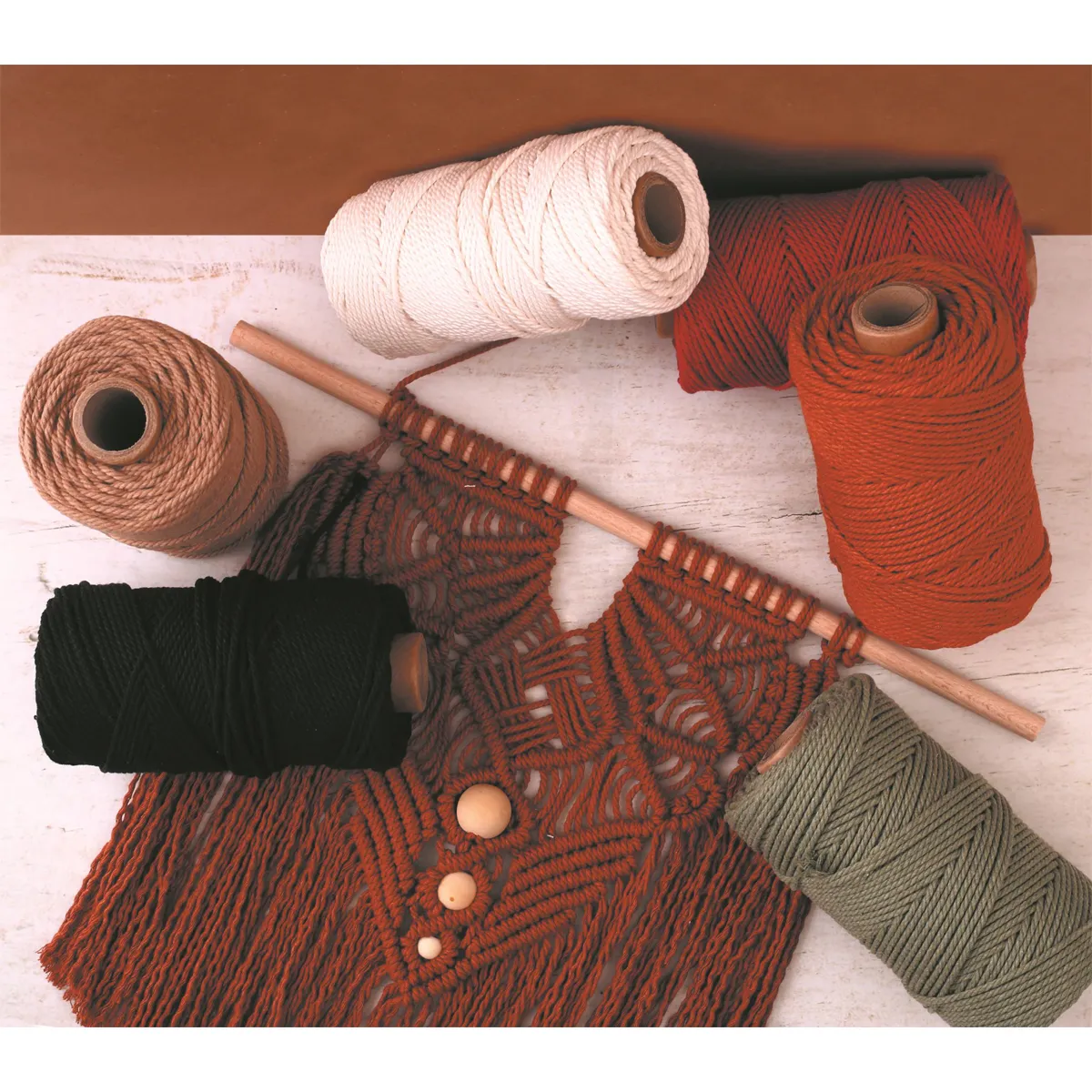 Bobine de fil de coton câblé recyclé – Écru – Image 3